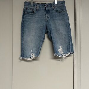 Levi's Distressed Light Blue Jean Shorts